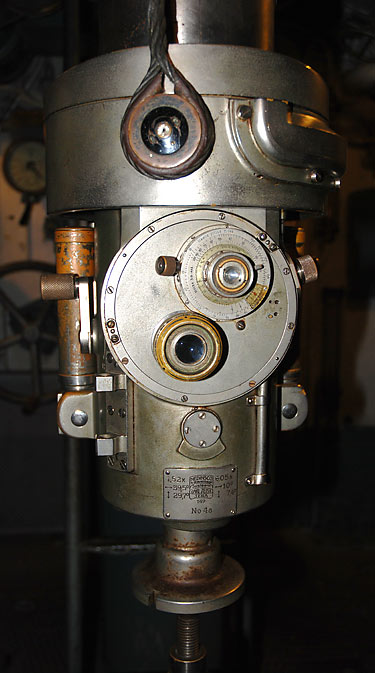 Range finder of the periscope in the control room of Finnish submarine Vesikko